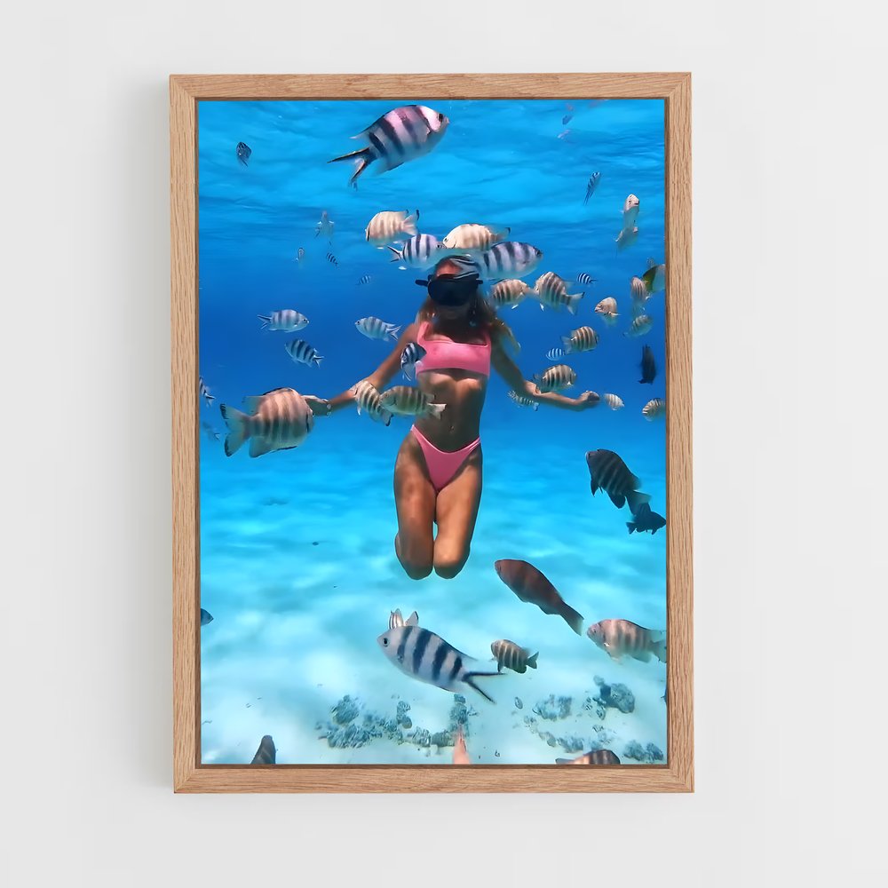 Poster Maldives diving coraux – affiche Plongée sous-marine (vue 4)